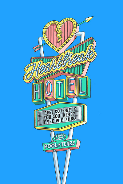 Heartbreak Hotel graphic design illustration lettering poster procreate typography