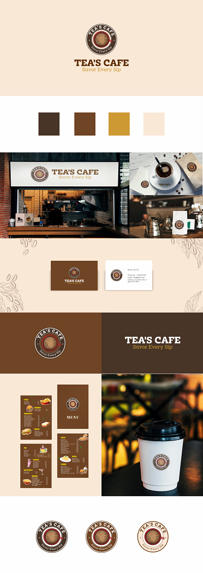 Brand Identity - Tea's Cafe brand design brand identity branding cafe cafe branding design graphic design illustration logo logo design mockup packaging packaging design photoshop social media visiting card visual design