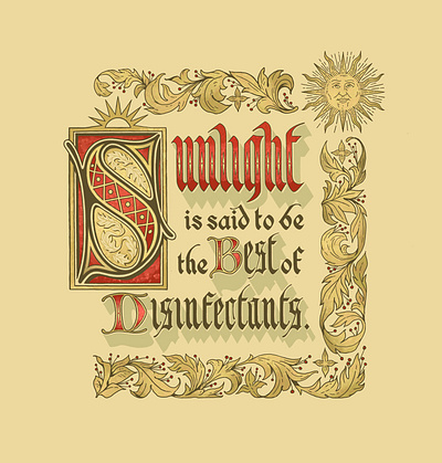 Sunlight Disinfectant graphic design illustration lettering poster procreate typography
