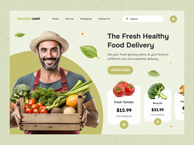 Grocery.Cart - online grocery delivery banner delivery design graphics green grocery header motion navigation online search shopping ui ux vegetables web website