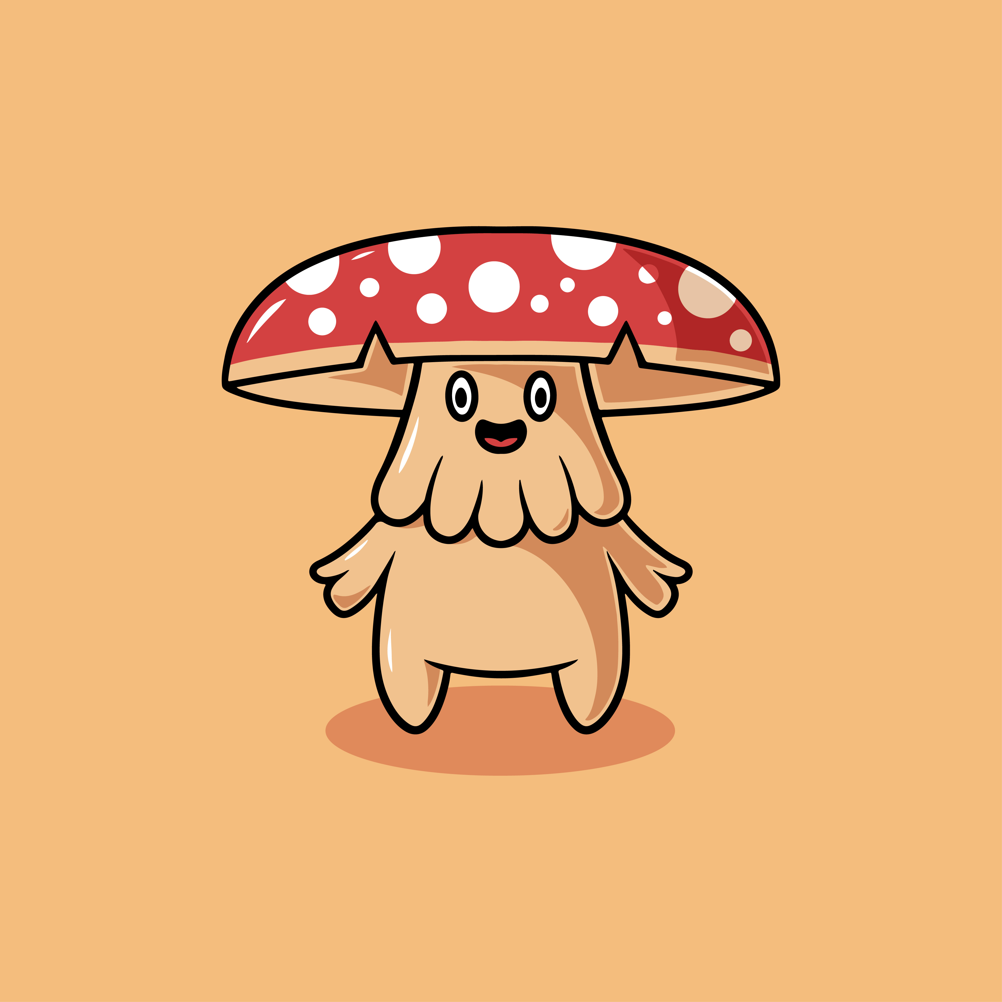 Cute Happy amanita muscaria mushroom design cartoon illustration dope