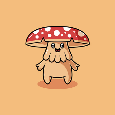 Cute Happy amanita muscaria mushroom design cartoon illustration dope