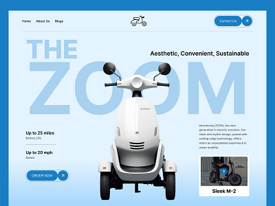 The Zoom scooter branding design graphic design hero banner illustration landing page logo scooter typography ui ux vector web website