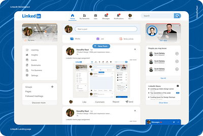 LinkedIn ReDesigned. adobe xd design figma ui ux web design wireframes