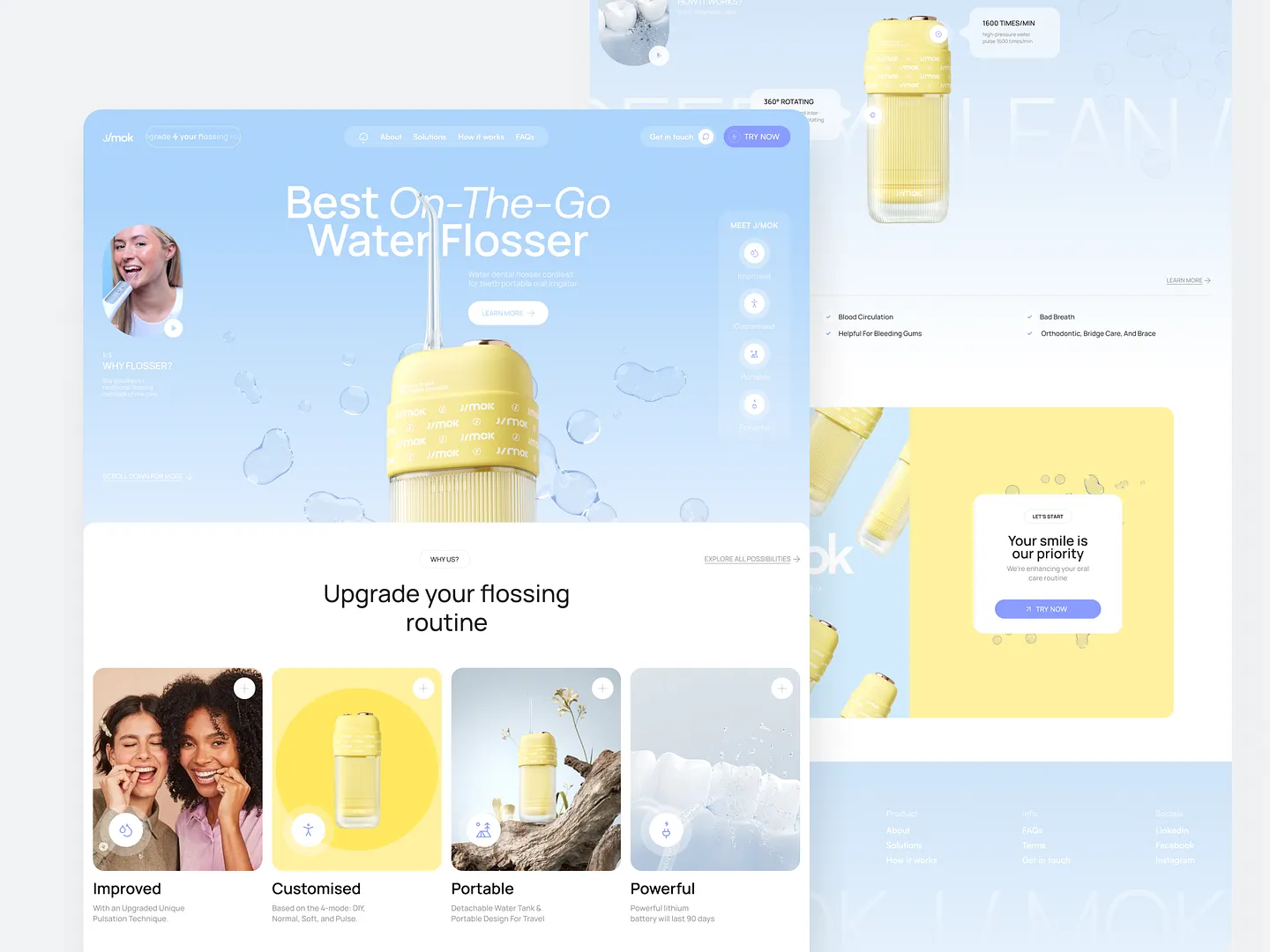 Wellness Website Design: Jmok's Innovative Water Flosser Landing Page