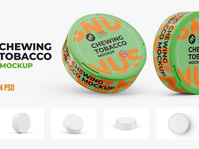 Snus Chewing Tobacco - 4 PSD Mockup dry snuff exclusive mock up jar mockup nasal snuff package packaging packaging design psd mock up smoking snuff template tin