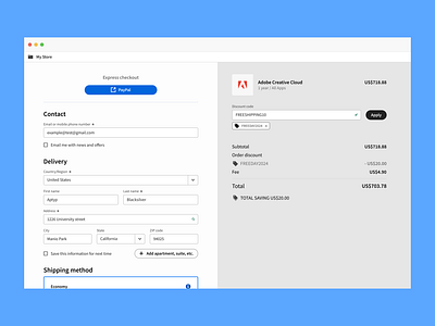 Checkout page UI design by Spectrum DS adobe checkout chip clean design design system ds flat manage payment promotion reward spectrum tag text filed ui ux web white