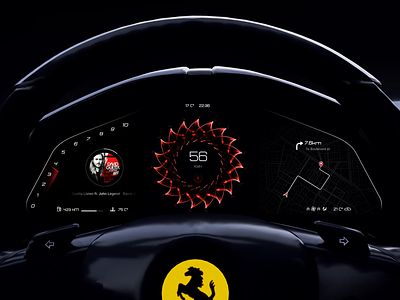 HMI Ferrari Car Cluster animation auto design automotive car car animation car cluster car dashboard car interaction car interface car ui car user interface cars cluster design dashboard hmi hmi design human machine interface product design speed animation vehicle