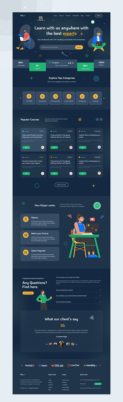 E Learning Website Design design e learning website figma design illustration interface design landing page landing page design ui ui design user interface design ux design web app web application website website design