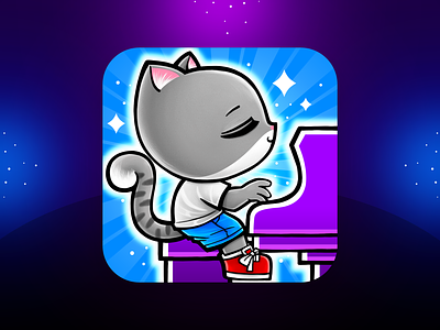 Piano Cat Tiles: Icon 3 branding cat cat tiles character design game game icon icon icon design illustration mobile game music music game piano piano game piano tiles