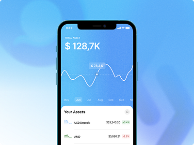 Investment Wallet blue crypto exchange graph investment statistics ui uidesign wallet