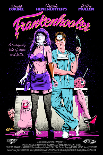 Frankenhooker X Butcher Billy bold characters comic graphic horror posters