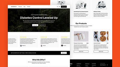 SugarOut — Diabetes Care Website Design ecommerce healthcare landing page online store product design ui ux web design