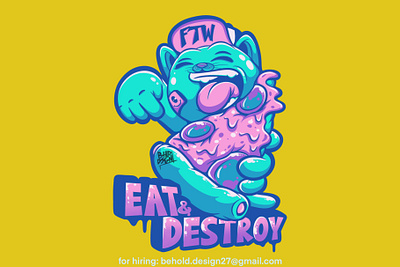 eat & destroy art artwork cartoon character character cartoon clothing design illustration logo merch