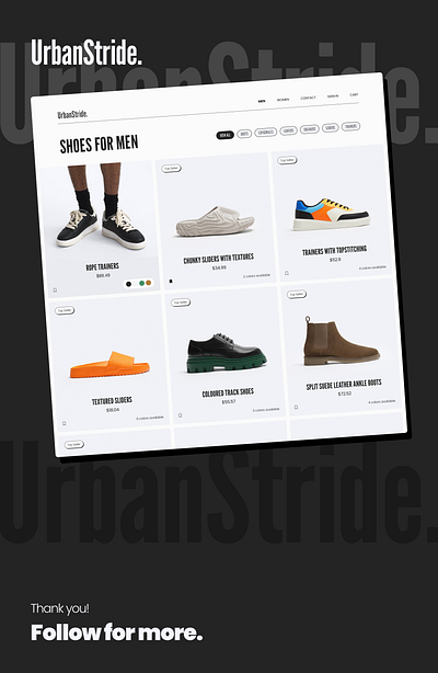 Product listing page for a footwear brand branding design designer graphic design logo men productlisting shoes ui ui design ux webdesign website