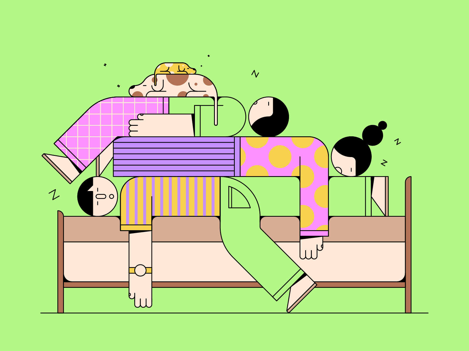 Well Deserved Nap animation bed bedtime characters gif loop naptime people sleeping