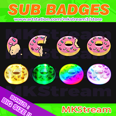 Twitch sub badges doughnut pack animated emotes anime cake cute design donut donuts donuts sub badges doughnut doughnut sub badges eat emotes graphic design illustration pink sub badge sub badges twitch sub badges