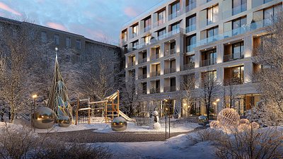 Luce | Winter 3d architecture design exterior luxury render