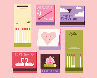 Love Matchboxes for Valentine's Day calcifer drawing fire illustration love match matchboxes pattern photoshop valentines day