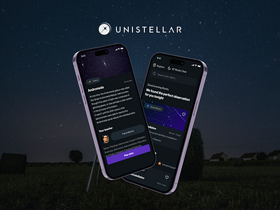 Unistellar - App Design app app design astronomy cosmos dark theme app design graphic design immersive design mockup product design telescope ui ux