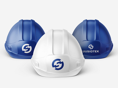 Uusiotek Ltd. logomark branding construction helmet electric electricity graphic design hard hat logo logo versions logomark logosymbol logotype logousage mockup safety helmet