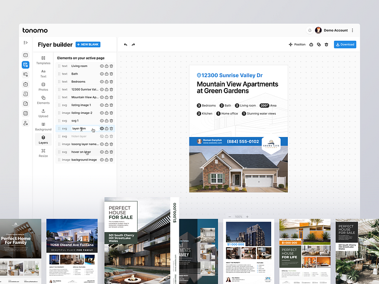 Tonomo: Flyer Builder by Roman D for Flatstudio on Dribbble