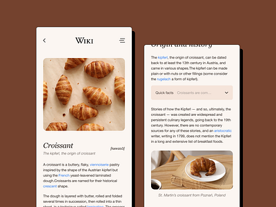 A modern take on Wikipedia app appdesign croissant design designer graphic design mobile mobileapp responsive typography ui ux wiki wikipedia