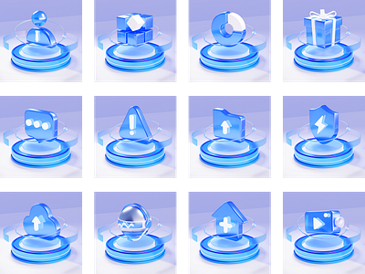 3D Blue Icons 3d blender ui web icon