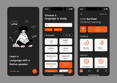 Language Learning App design figma interface screen ui