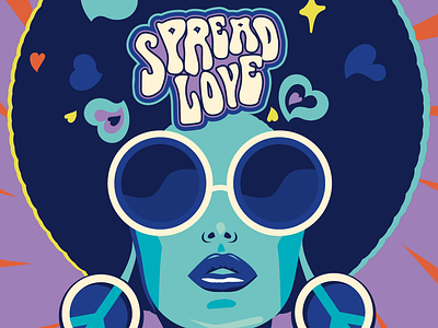 Spread Love 60s adobe. illustrator designfestival poster disco festival poster groovy 60s grow illustration packaging poster retro