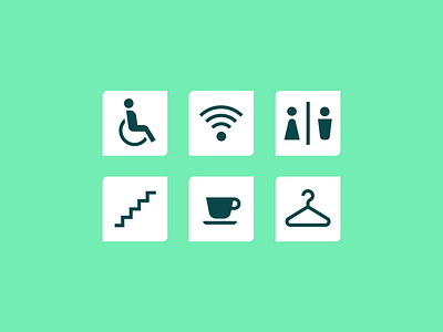 StMUH Visual Identity animated animation coffee disabled hanger hospital icon design icons motion pictogram stairs symbols toilets wc wheelchair wifi