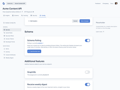 Config / Settings View - Schema Polling blue cards config figma minimal product design saas sections settings sidenav stellate ui web