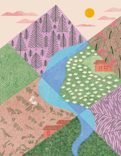 Life in the hills books editorial illustration hills illustration illustrator landscape magazine