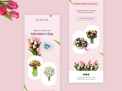 Valentine's Email Design for Flower Shop email design email marketing flower flower email design flower shop news letter rose ui ui design ux valantines email design womens day email