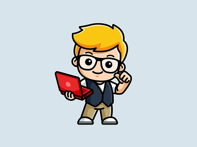 Cool Geek Mascot avatar boy mascot cartoon logo character cool geek cute character cute geek cute logo cute mascot cute nerd geek character geek mascot human illustration illustrative logo mascot mascot logo nerd character nerd mascot silicon valley