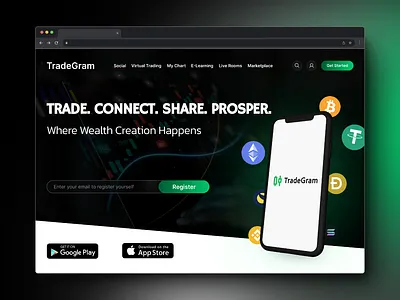 TradeGram: Revolutionizing Social Trading animation branding design graphic design illustration prototyping ui ux web design website