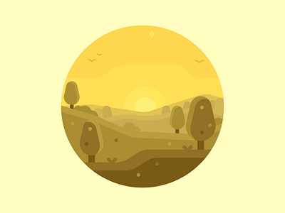 Landscape Icon | Day 2 affinity designer early morning flat forest icon landscape simple sunset trees vector