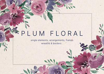 Plum Floral Watercolor Design Elements floral flowers frame grahics png graphics download pattern plum png png download