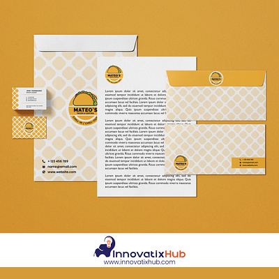 Stationery Design - Mateo's Tacos & Cantina! advertisingagency brandidentity cafe designers digitalagency food freelancer graphicdesign identity illustration illustrator innovatixhub letterhead logo logodesign logodesigns mateologo mockups restaurant stationery