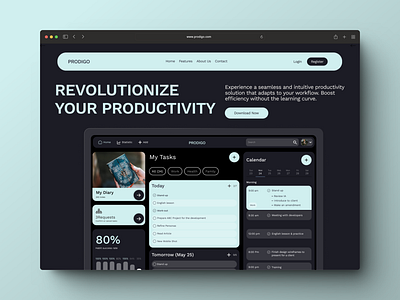 SAAS Landing page graphic design landing page productivity saas ui