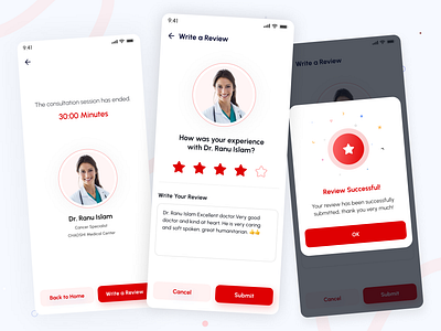 Online Doctor Appointments Call Review App Design app app design appointment call review screen doctor app doctor appointment doctor booking doctor call review doctor review health tech healthcare medical app medtech medtech app mobile app online consulting patient schedule app telemedicine ux design