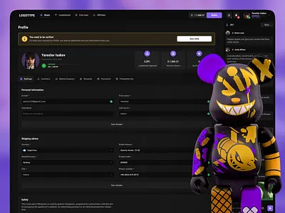 Cases — Settings blockchain case cases casino crypto dark ui dashboard flat gambling game platform gaming hype luxury marketplace platform product design profile roulette settings web design