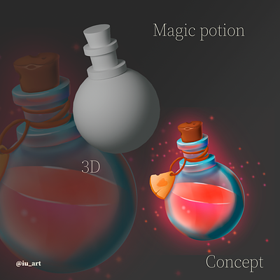 Magic potion 2d 2d art 3d casual art casual game digital art game art game props gamedev illustration procreate props render