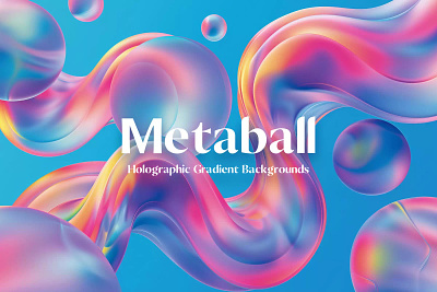 Holographic Gradient Metaball Backgrounds 3d abstract ai generated background bright bubble fluid gradient holo hologram holographic illustration iridescent liquid metaball rainbow shape smooth soap wallpaper