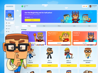 Minecraft - Home page cases dashboard gambling game game design gaming illustrations marketplace minecraft minecraft server open case p2e play to earn players product cards product design roblox shop store white design