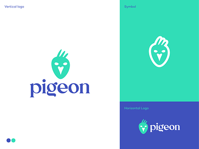 Pigeon logo design agency animal bird branding color design green logo logodesign logodesigner mark marketing palette pigeon startup symbol