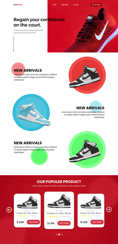 Shoes Website graphic design ui