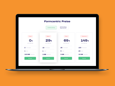 Formcentric Pricing branding clean design functional minimal pricing ui ux website website design