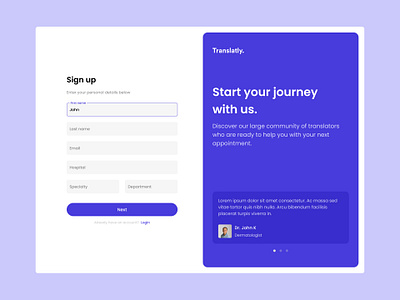 Sign up - UI design ui