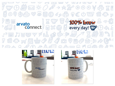 100% Brew mugs arvatoconnect branding design graphic design icons illustration logo